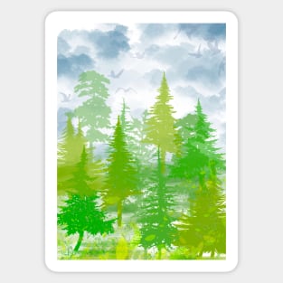 Green forest and blue sky Sticker